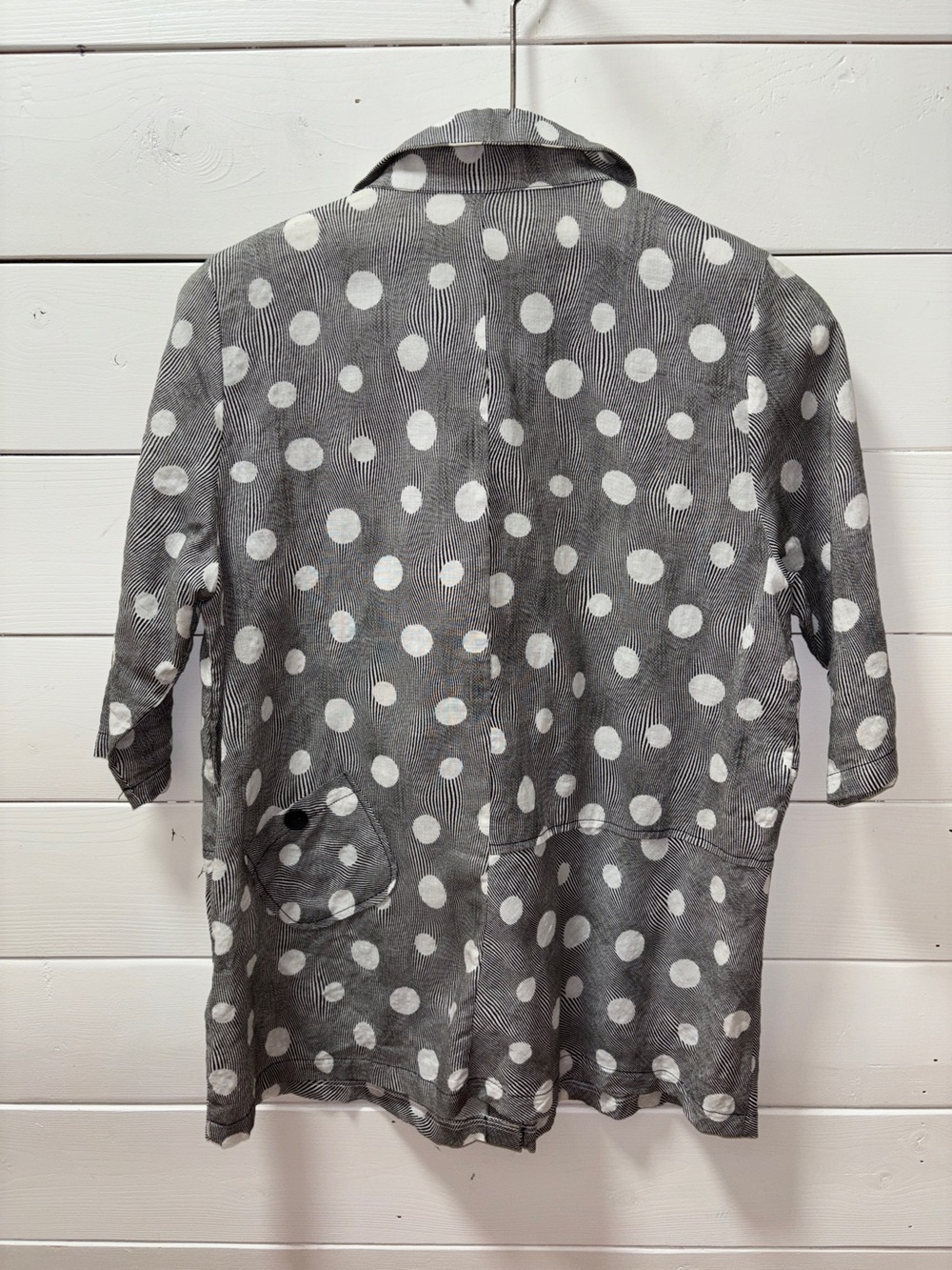 TERRA SJ Apparel Grey Polka Dot Linen Blend Blouse Size S - Picture 7 of 10